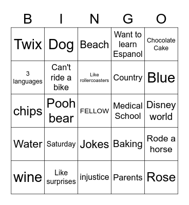 Which Fellow am I? Bingo Card