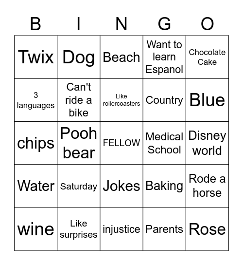 Which Fellow am I? Bingo Card