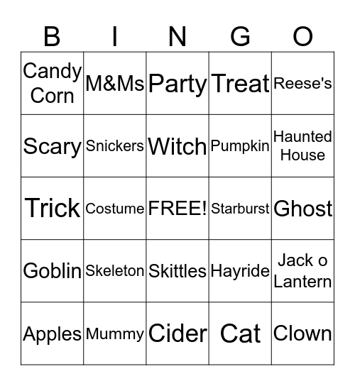 Halloween Bingo!!! Bingo Card