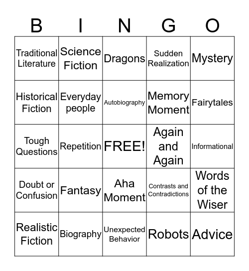 Genres and Signposts Bingo Card