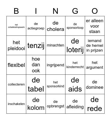Themawoorden groep 7 thema 1 Bingo Card