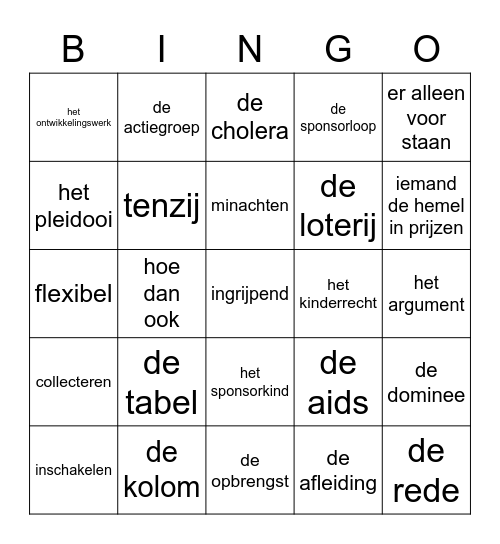Themawoorden groep 7 thema 1 Bingo Card
