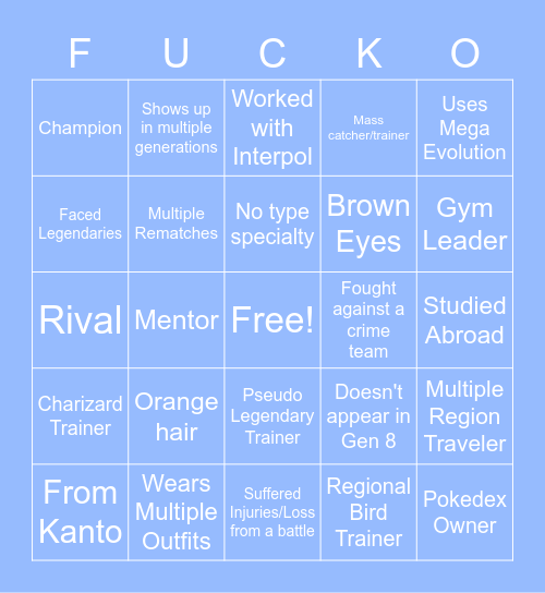 BLUE BINGO Card