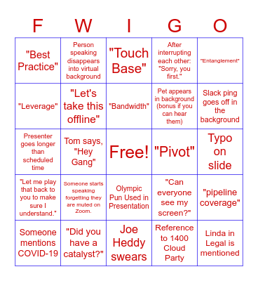 QBR Meeting FWI-go Bingo Card