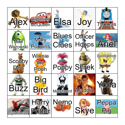 Fictional Character Bingo! Bingo Card