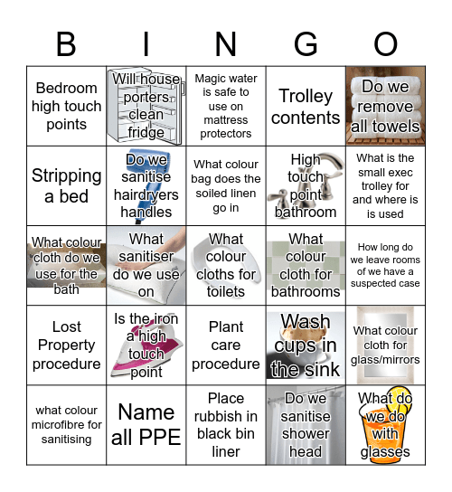 Housekeeping Bingo Card