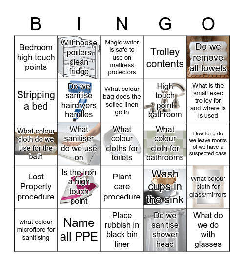 Housekeeping Bingo Card