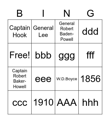 History of Scouting Bingo Card