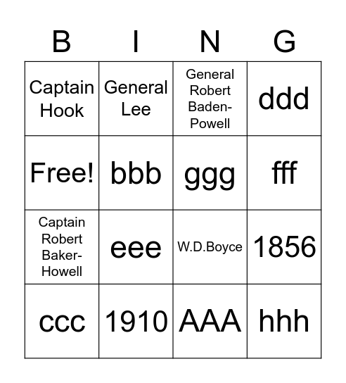 History of Scouting Bingo Card