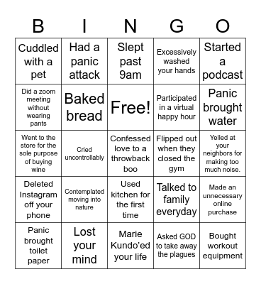 Madz + Rasheda Quarantine Bingo Card