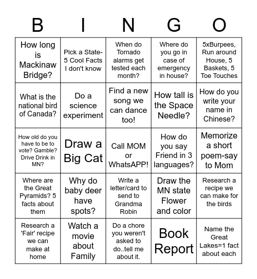 Summer Fun-Round 4 Bingo Card