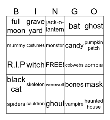 HALLOWEEN Bingo Card