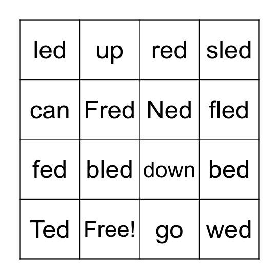 Focus Word Bingo Card