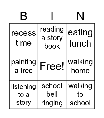 At School Phrases Bingo Card