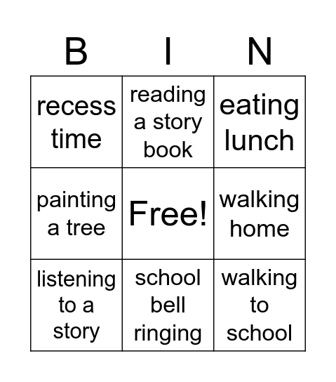 At School Phrases Bingo Card