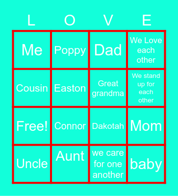 Family Bingo Card