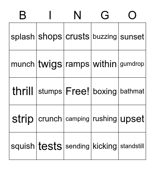 Lesson 19 Bingo Card
