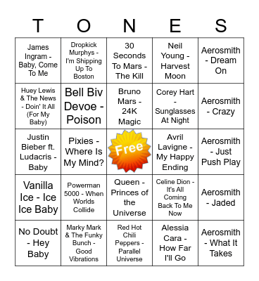Game Of Tones 7-20-20 Game 2 Bingo Card