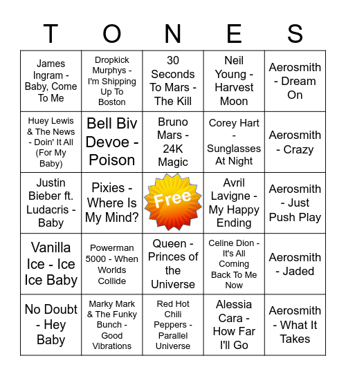 Game Of Tones 7-20-20 Game 2 Bingo Card