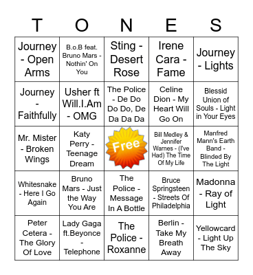 Game Of Tones 7-20-20 Game 3 Bingo Card