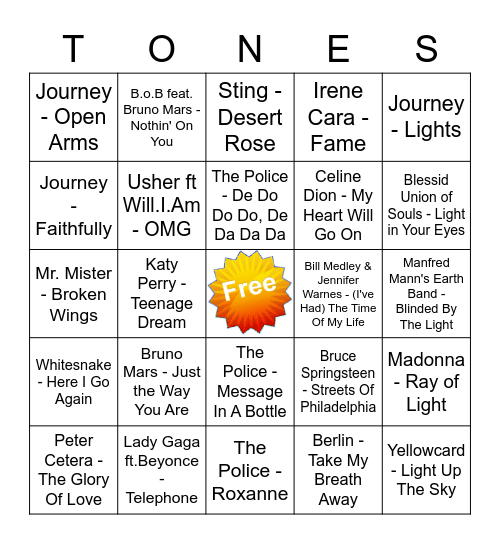 Game Of Tones 7-20-20 Game 3 Bingo Card