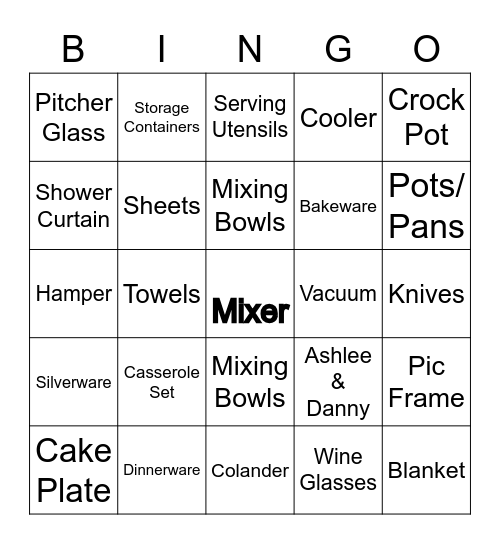 Bridal Bingo Card