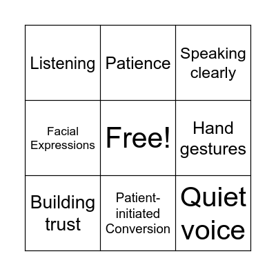 Communication Bingo Card