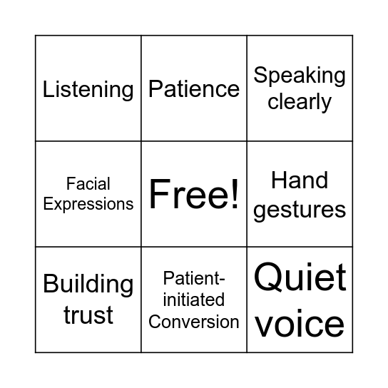 Communication Bingo Card