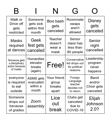 ASMS Bingo Board Bingo Card