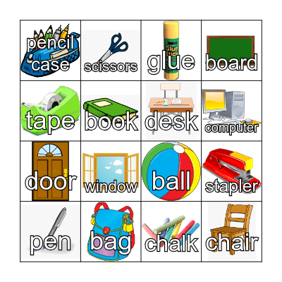 Classroom Item Bingo Card