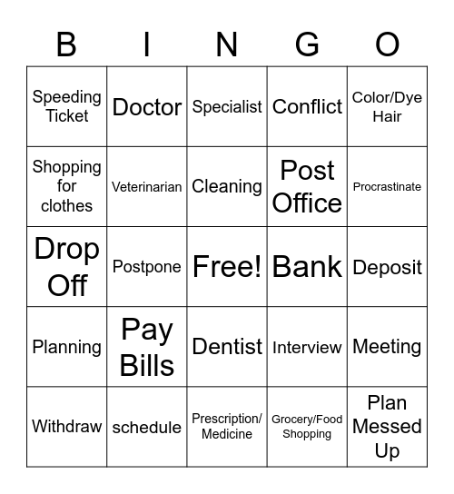 Unit 5.3 Bingo Card