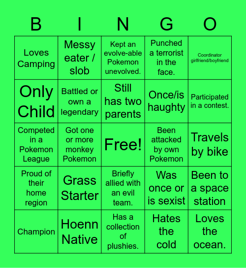 Brendan Bingo Card