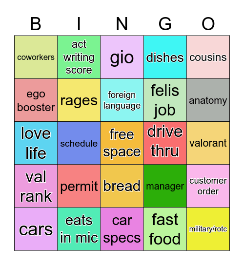 benboozle Bingo Card