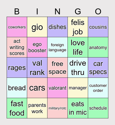 benboozle Bingo Card