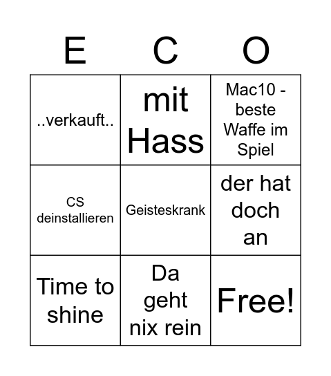 Schlegl CS GO Bingo Card