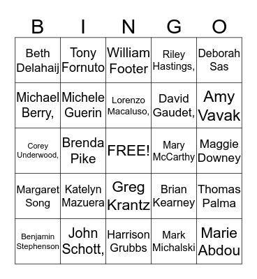 Fun Facts Bingo Card