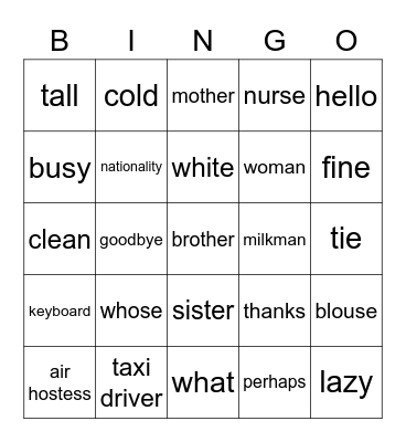 Bingo for you Bingo Card