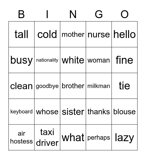 Bingo for you Bingo Card