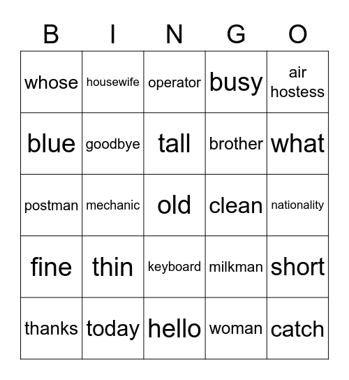 Bingo for you Bingo Card