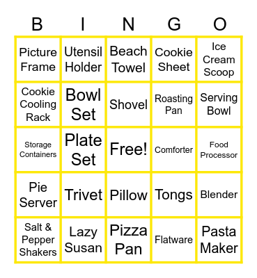 Sara's Bridal Shower Bingo Card