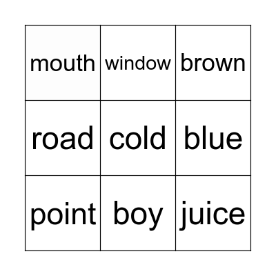 homophones Bingo Card