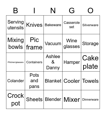 Bridal Bingo Card