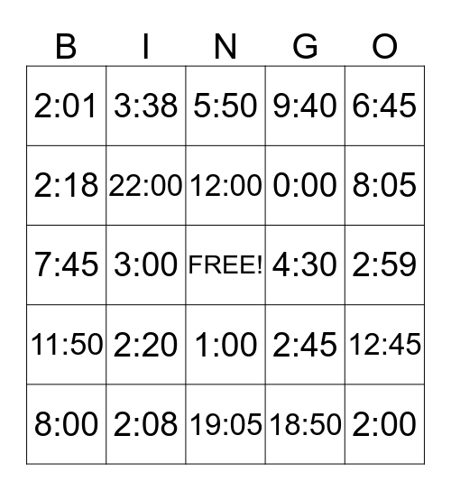 时间bingo Card