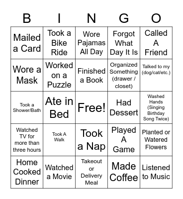 SOCIAL DISTANCING Bingo Card