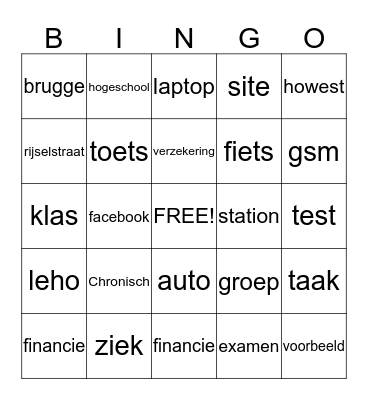 Verzekeringen Bingo Card