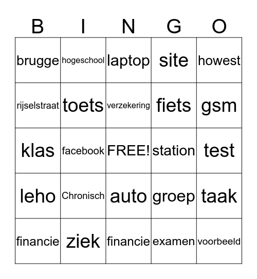 Verzekeringen Bingo Card