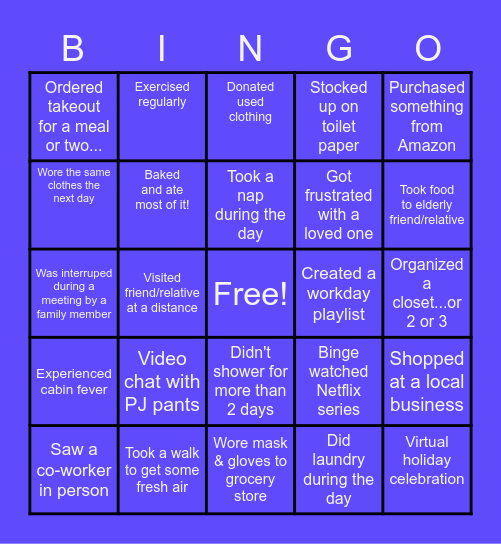 "Virtual" Living Bingo Card