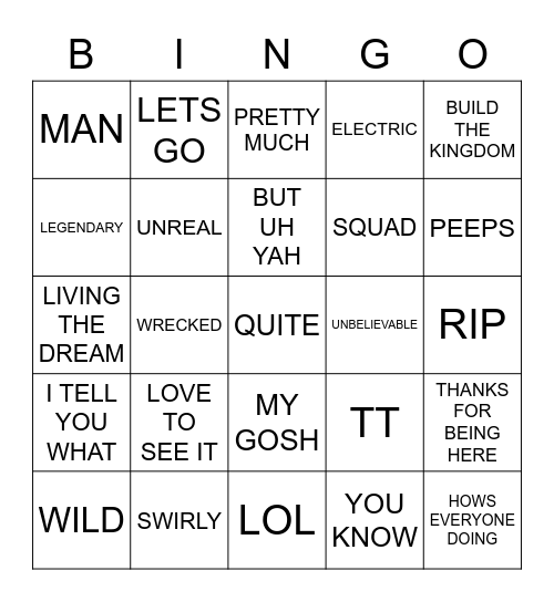KEN & NOAH BINGO Card