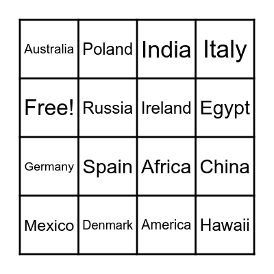 Around the World Music BINGO Card