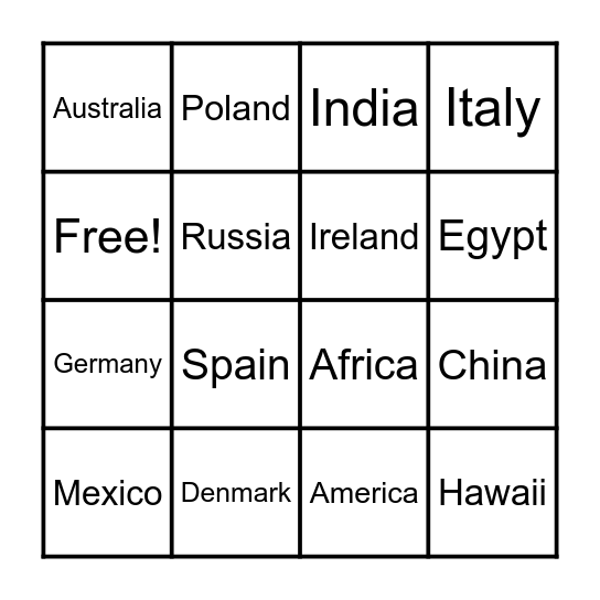 Around the World Music BINGO Card